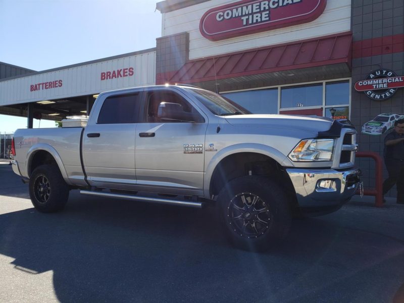 Photo of Silver Dodge Ram upgraded by Commercial Tire